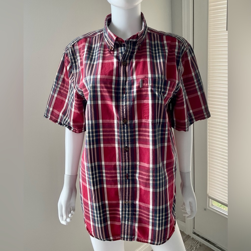 🔥💥💥HP💥💥🔥Carhartt Men's Loose Fit Midweight Short-Sleeve Plaid Shirt SZ-L